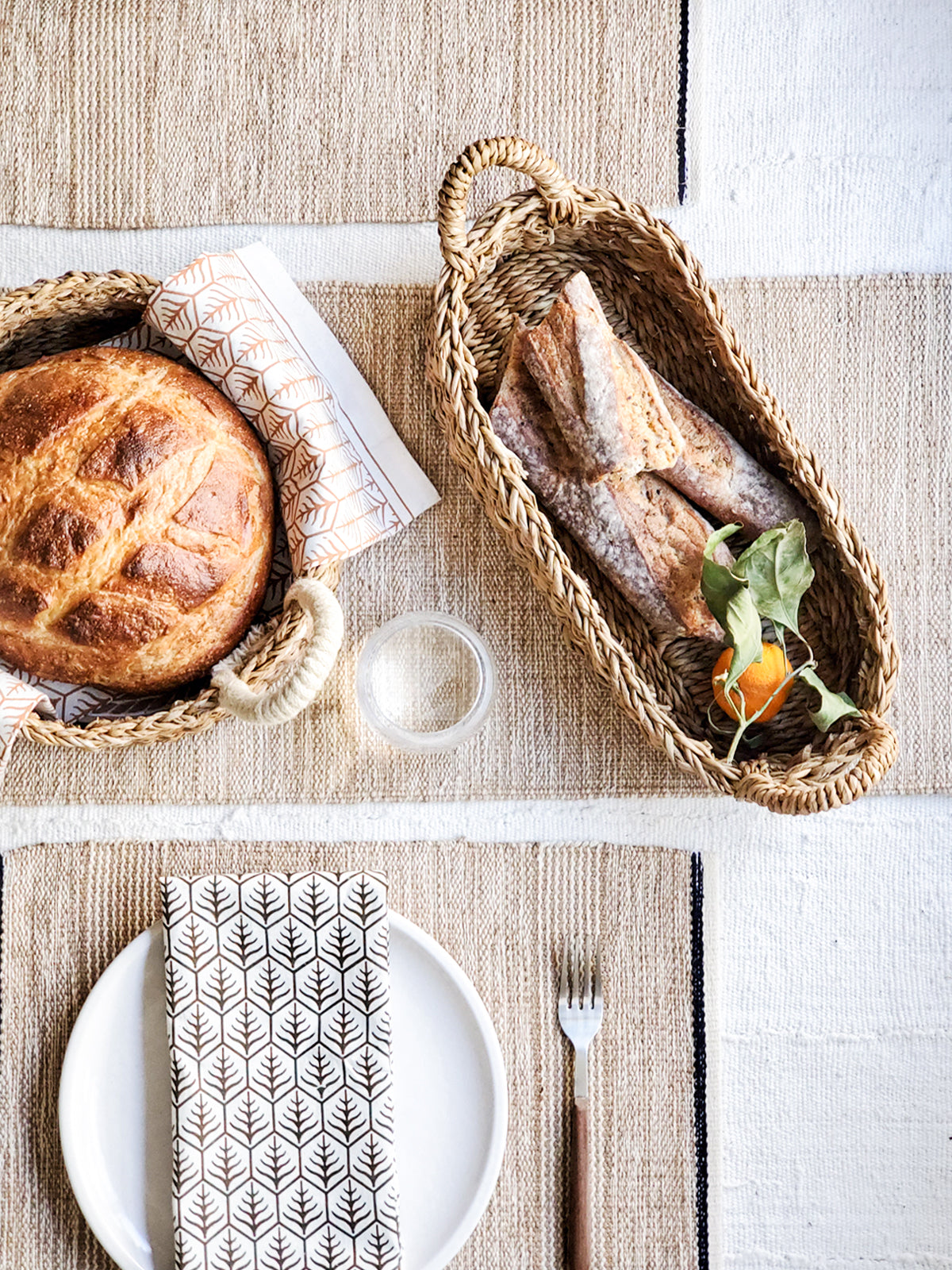 Seagrass Bread Basket with Natural Handle