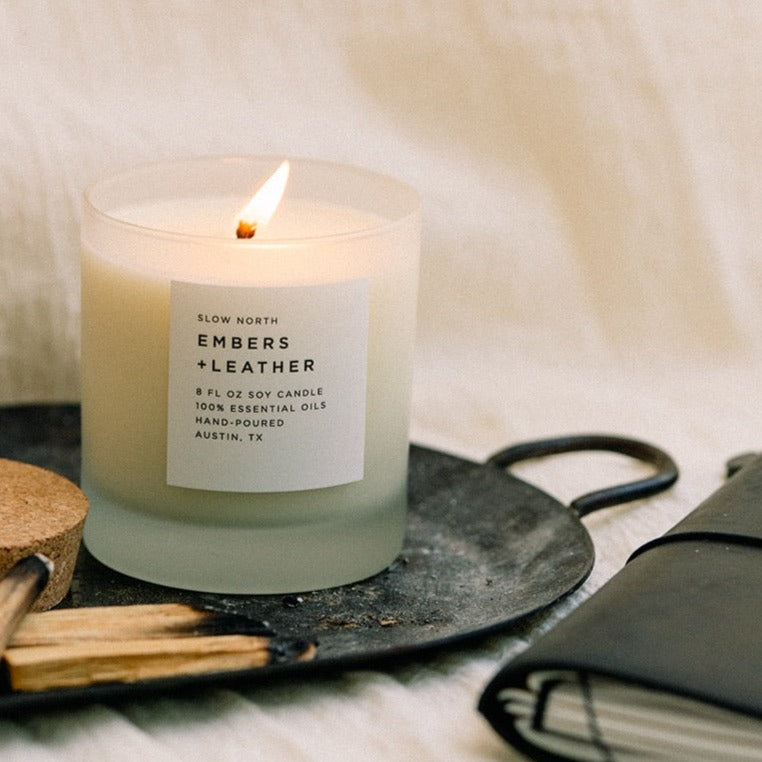 Embers + Leather candle, 8 fl oz